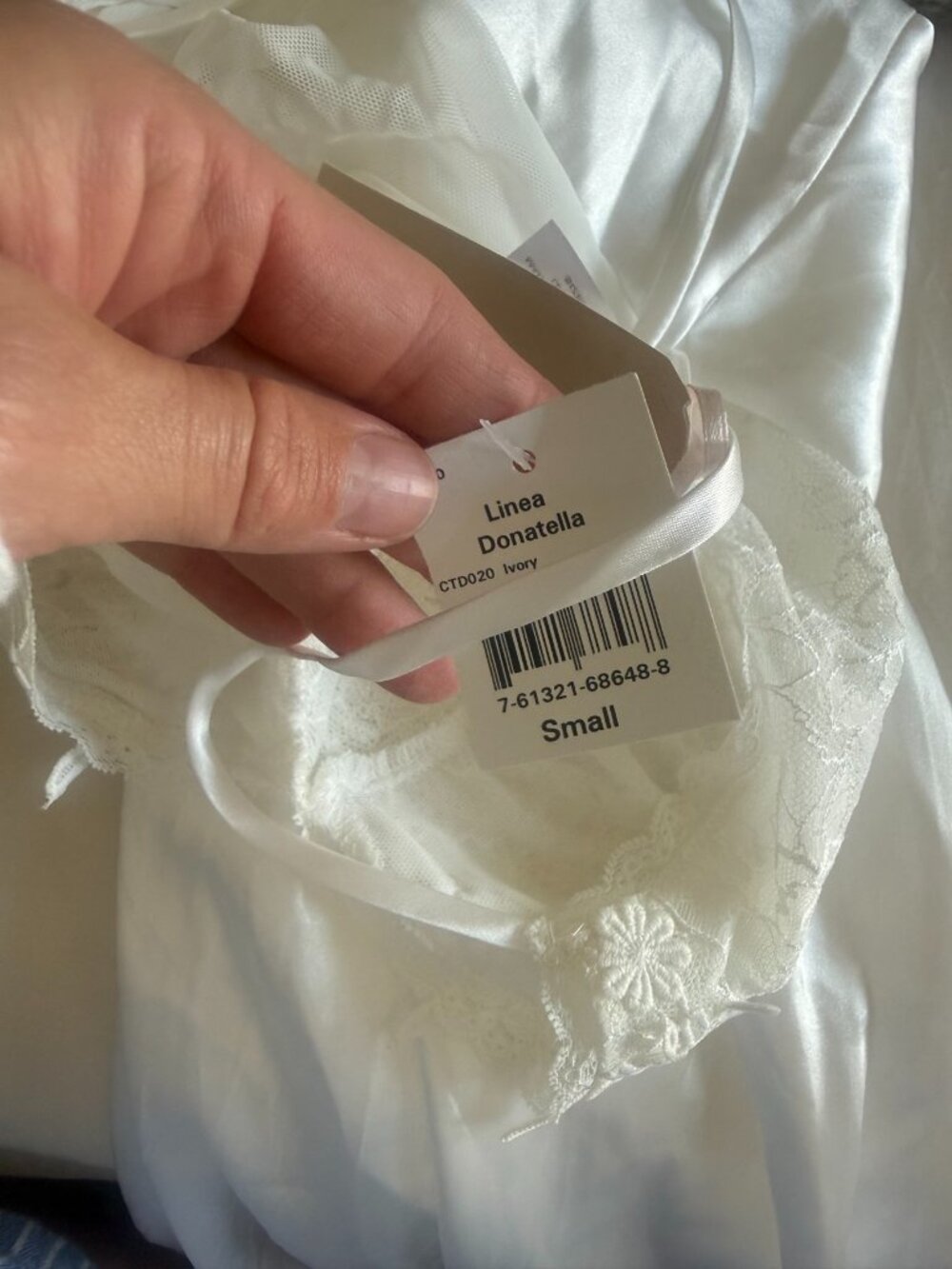 Linea Donatella Ivory Satin Bridal Slip Dress NWT Size S